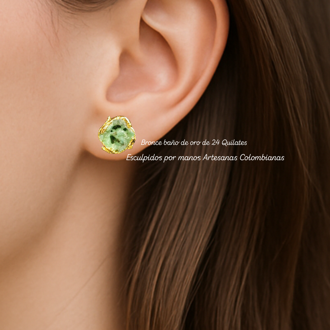 Aretes: Alma Verde™ en Bronce y baño de oro de 24 Quilates