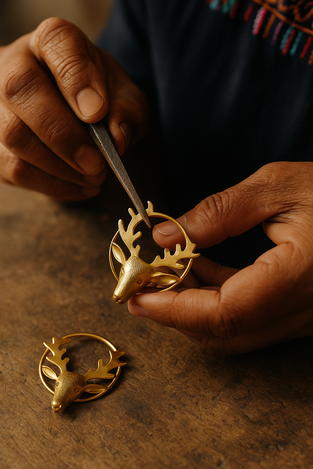 Aretes : Venado de Luz™ en Bronce con baño de Oro de 24 Quilates