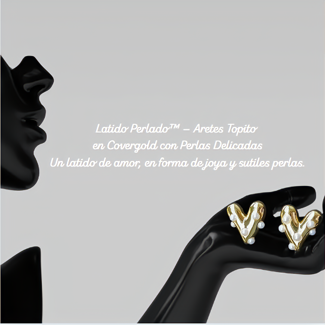 Latido Perlado™ — Aretes Topito en Covergold con Perlas Delicadas