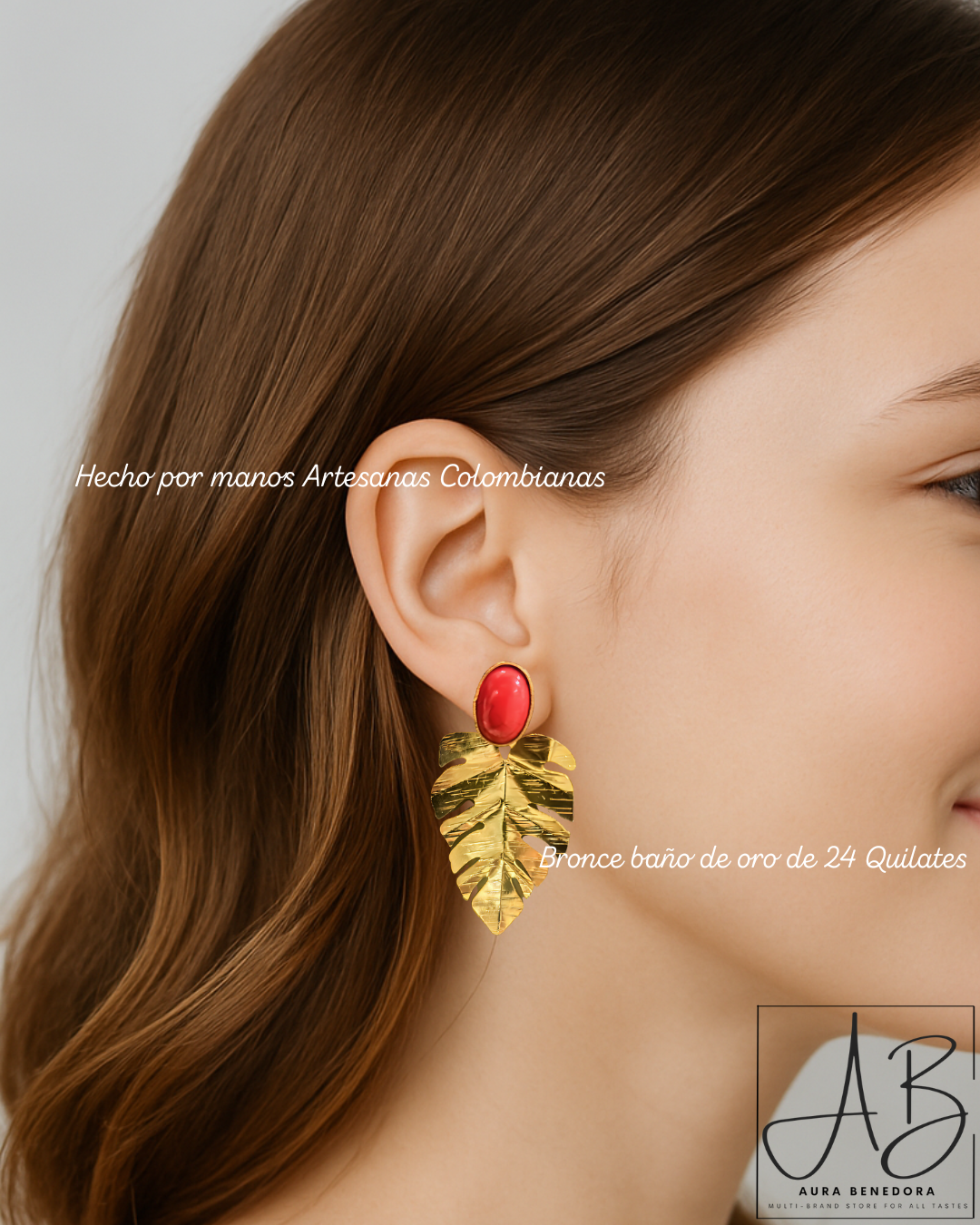 Aretes Raíz de Fuego™ en Bronce con baño de Oro de 24 Quilates