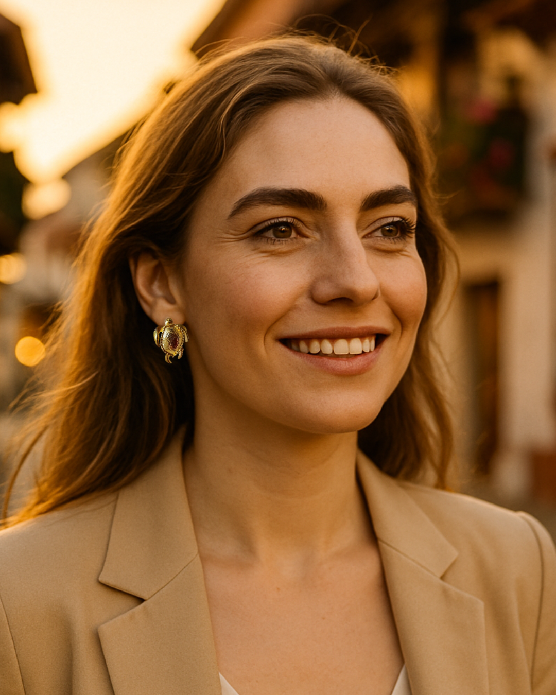 Aretes: Caparazón Sagrado™ Bronce con baño de Oro de 24 Quilates