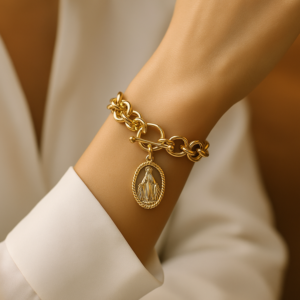 Brazalete Milagrosa de Luz™ en bronce con baño de oro de 24 quilates