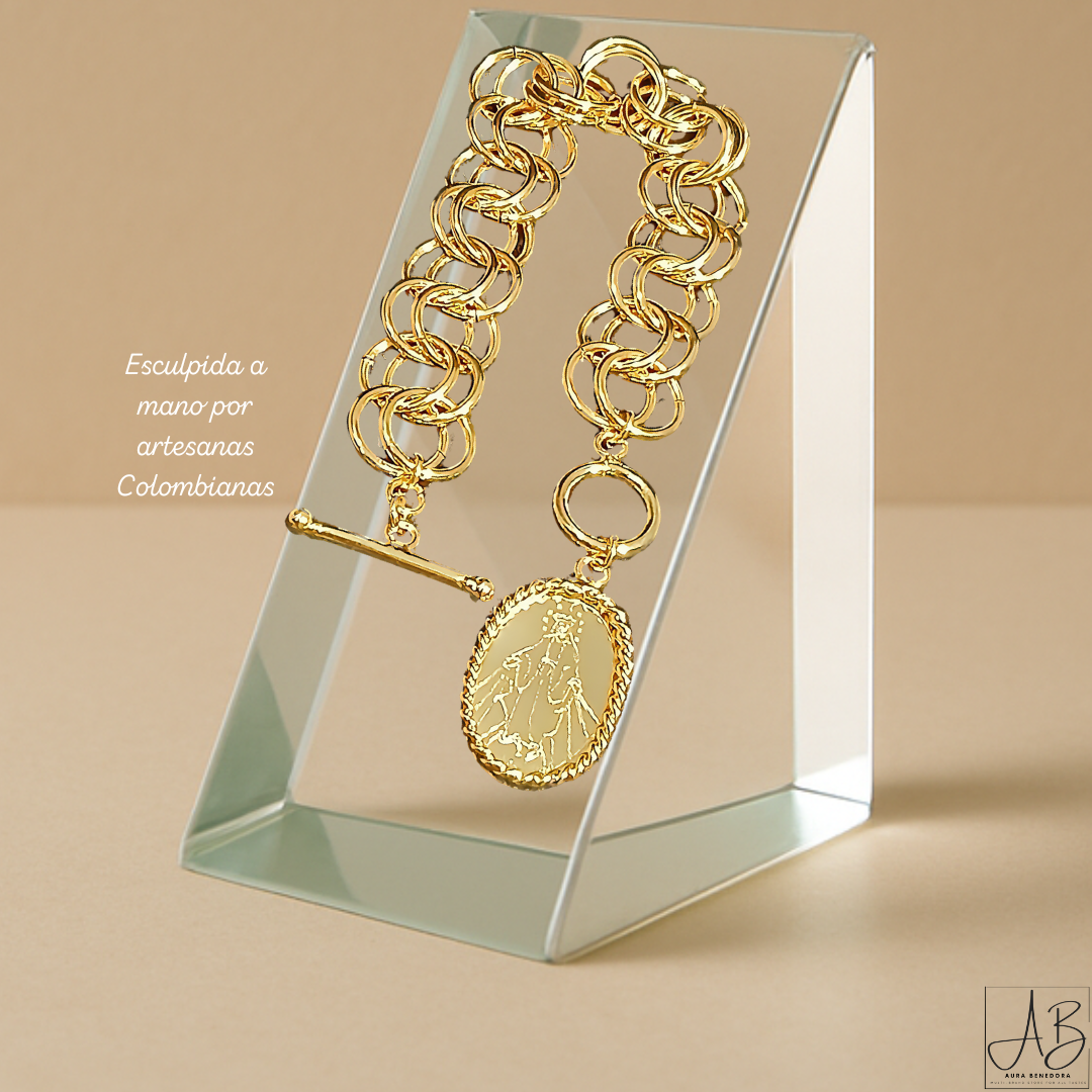 Brazalete Milagrosa de Luz™ en bronce con baño de oro de 24 quilates