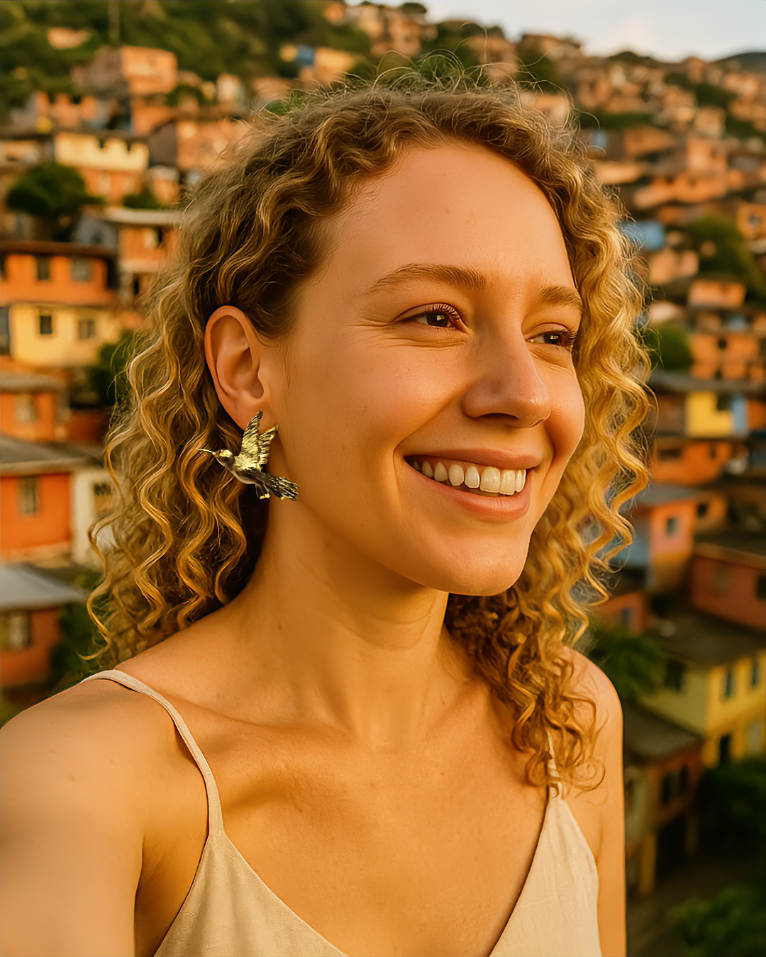 Aretes: Colibrí Susurro de Luz™ en Bronce con baño de Oro de 24 Quilates - Edición limitada