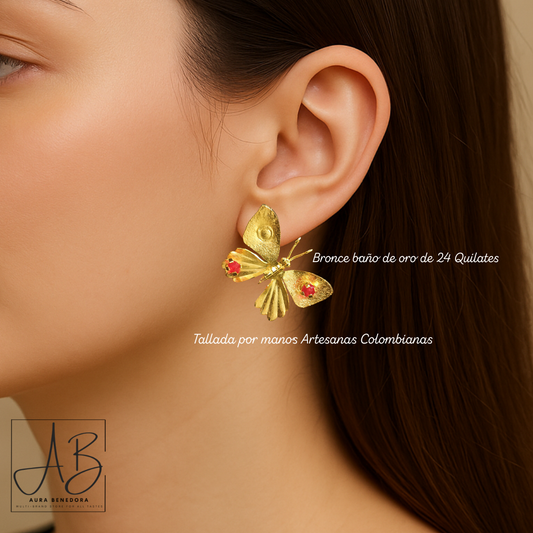 Aretes Dorada Metamorfosis™ en Bronce con baño de Oro de 24 Quilates