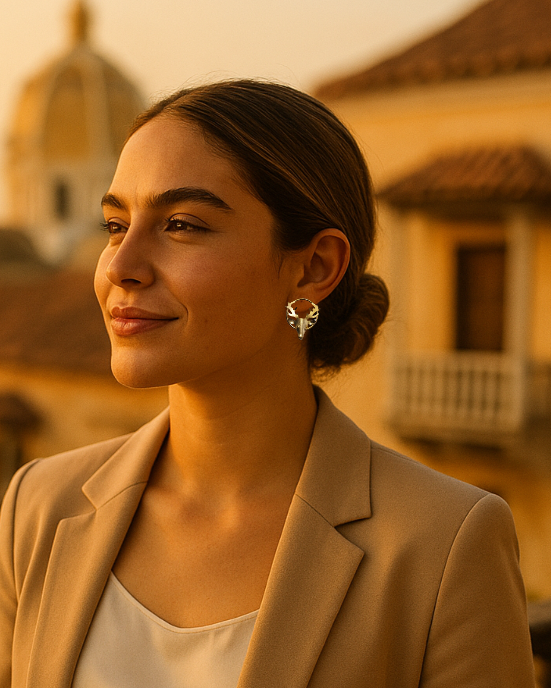 Aretes : Venado de Luz™ en Bronce con baño de Oro de 24 Quilates