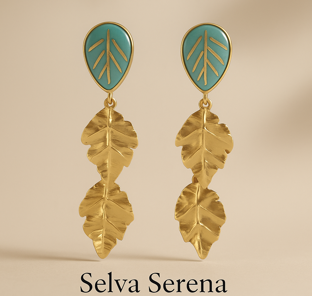 Aretes: Selva Serena™ en Bronce con baño de Oro de 24 Quilates