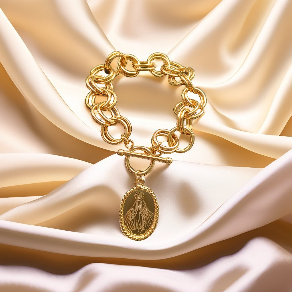 Brazalete Milagrosa de Luz™ en bronce con baño de oro de 24 quilates