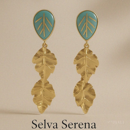 Aretes: Selva Serena™ en Bronce con baño de Oro de 24 Quilates